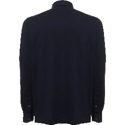 Gaudenzi Mans Cotton Blue Long Sleeved Polo Shirt