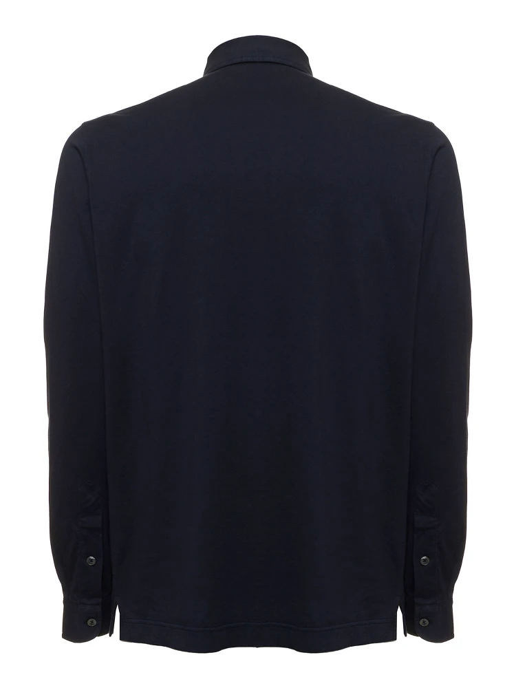 Gaudenzi Mans Cotton Blue Long Sleeved Polo Shirt alternative