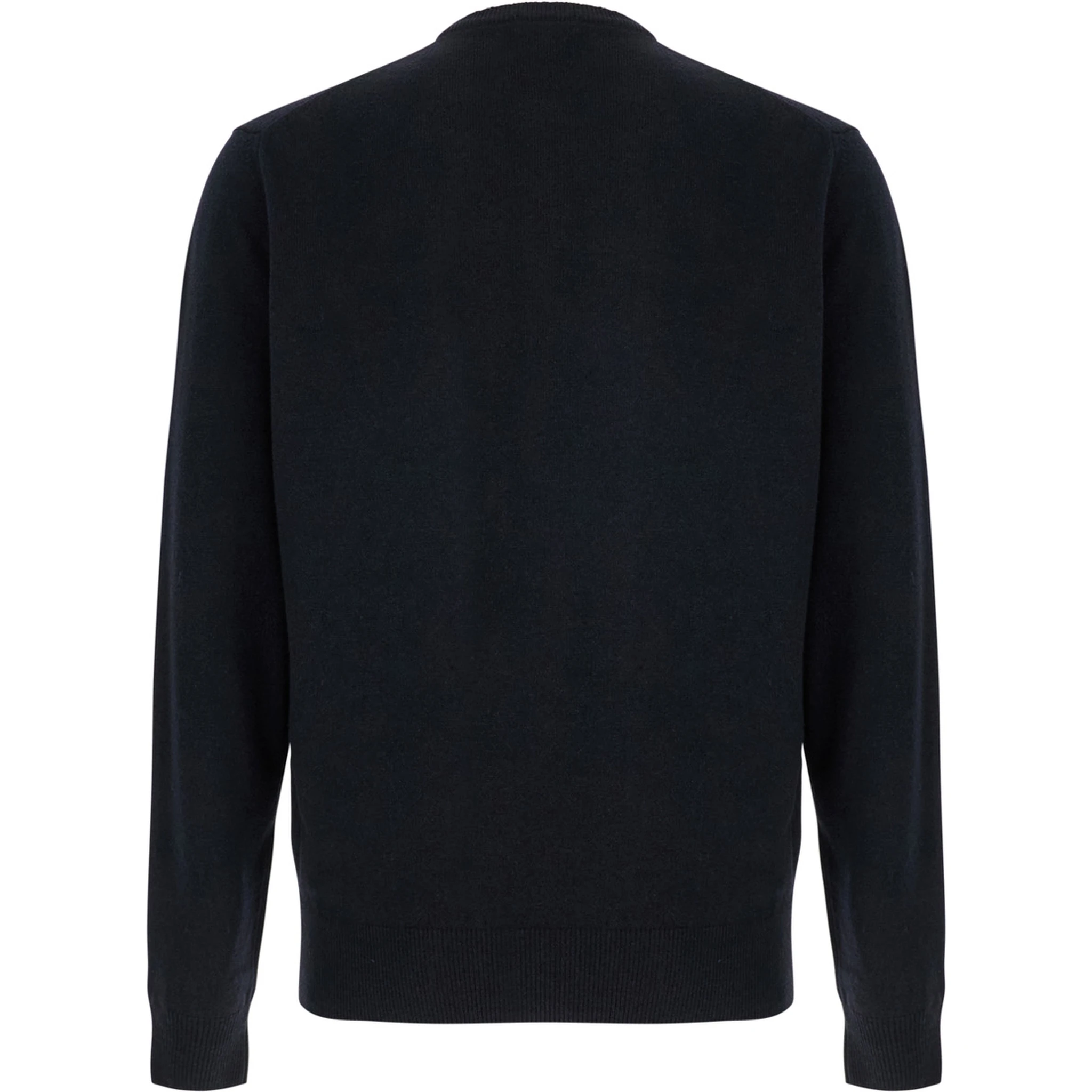 Dark Blue Crewneck Sweater in Merino Wool and Silk Blend Man