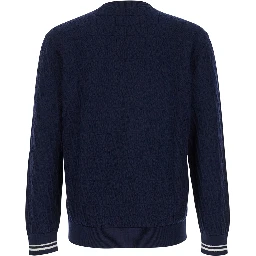 Blue Crewneck Sweater in Jacquard Toile Iconographique Man