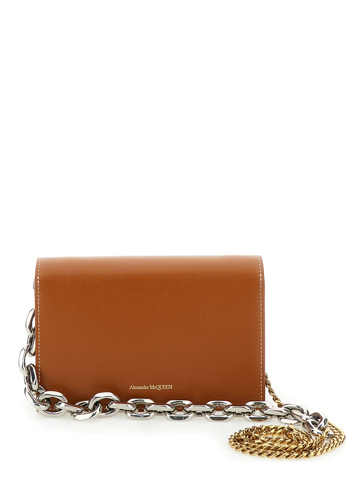 Small Skull Caramel Crossbody Bag with Skull Detail in Leather Woman alternative