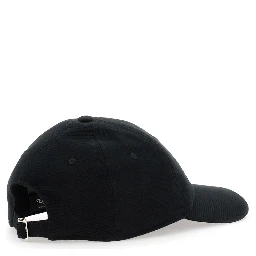 Black Baseball Cap with Logo Lettering Embroidery on the Front in Cotton Man
