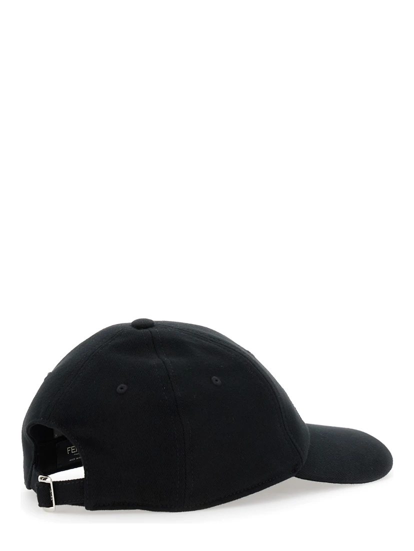 Black Baseball Cap with Logo Lettering Embroidery on the Front in Cotton Man
