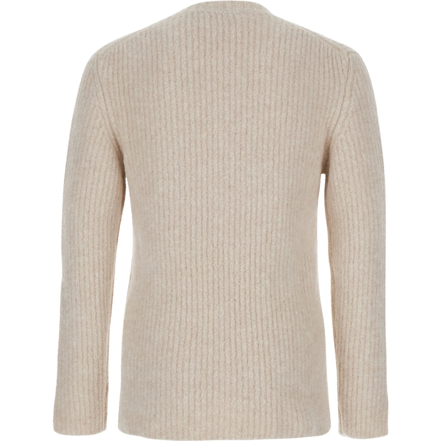 Beige Crewneck Sweater with Logo Patch in Fabric Man