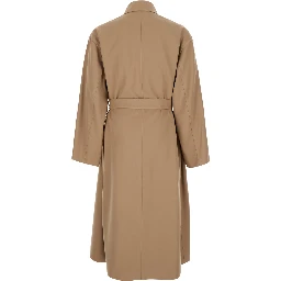 Beige Double Breasted Trench with Belt in Wool Man