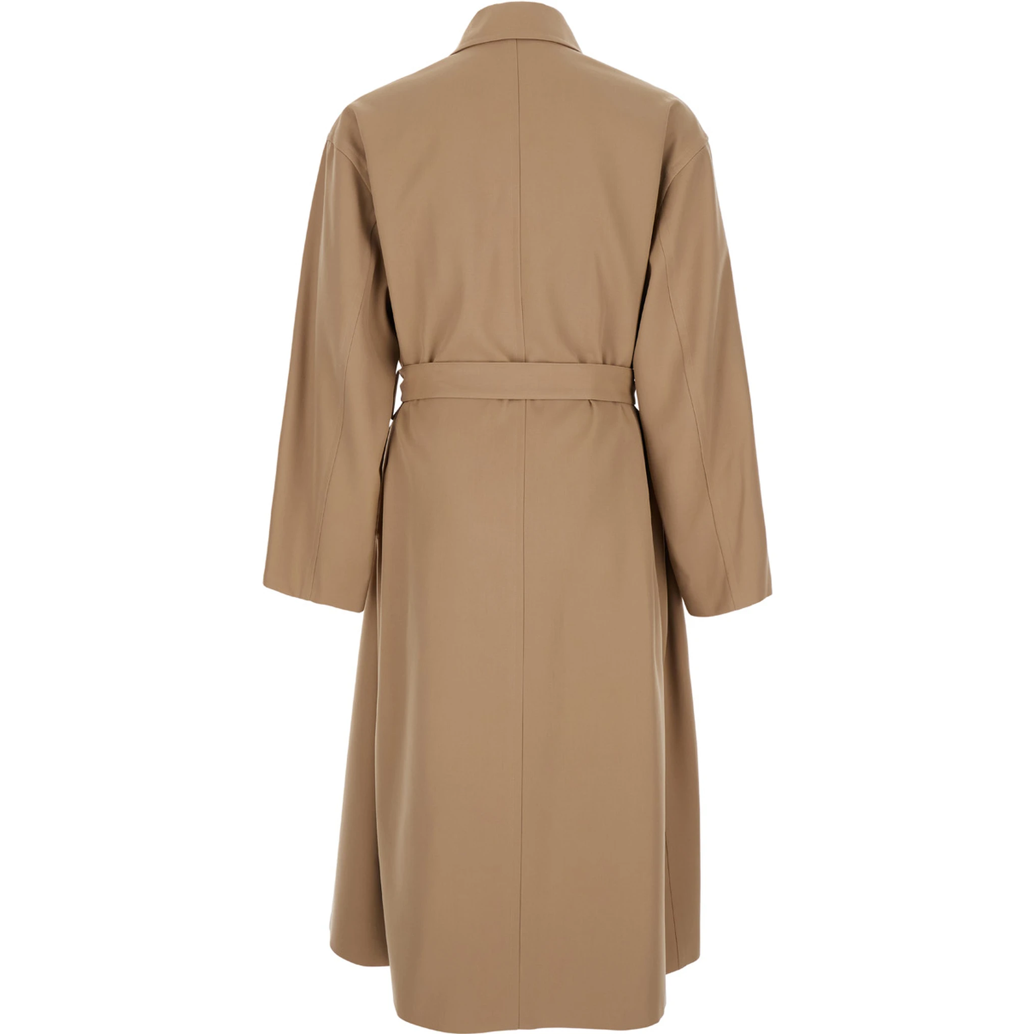 Beige Double Breasted Trench with Belt in Wool Man