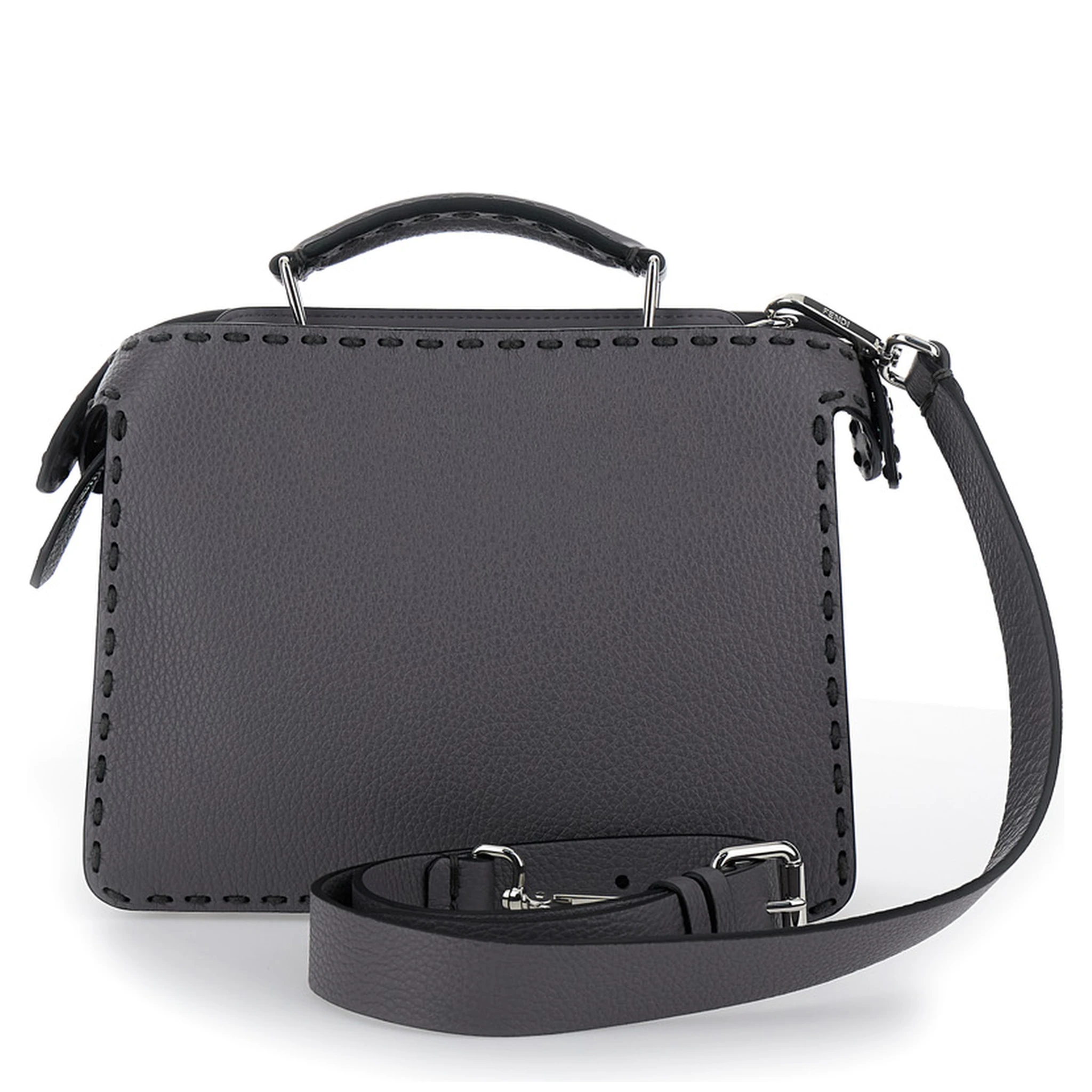 Peekaboo ISeeU Small Grey Handbag with Macro Top-Stitching in Leather Man