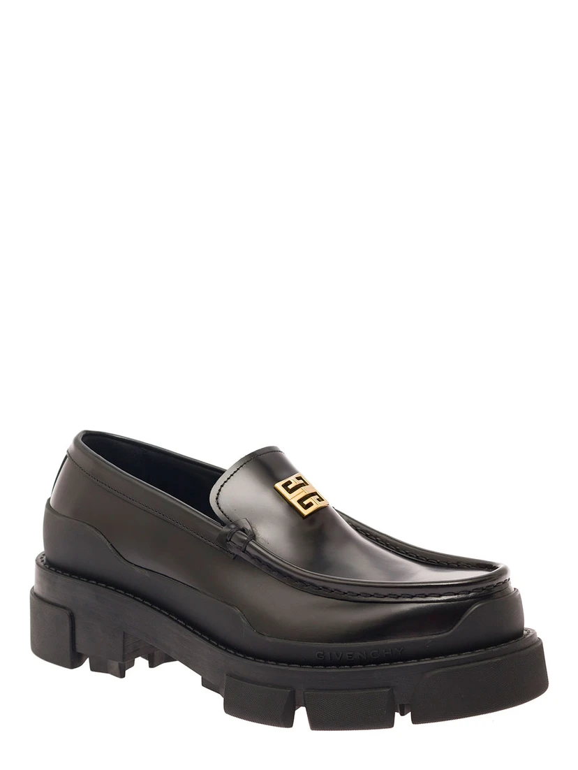 Terra Black Loafers with 4G Logo in Leather Woman