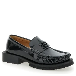Butterfly Black Loafers with Tonal Logo in Techno Fabric Woman