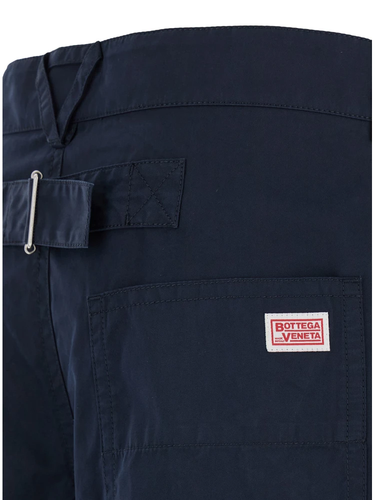 Blue Straight Leg Pants with Logo Patch in Cotton Man alternative