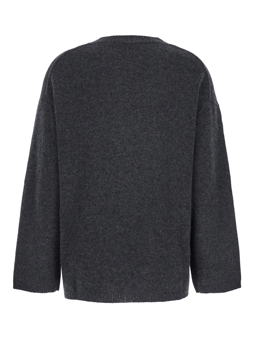 Grey Relaxed Crewneck Sweater in Cashmere Woman