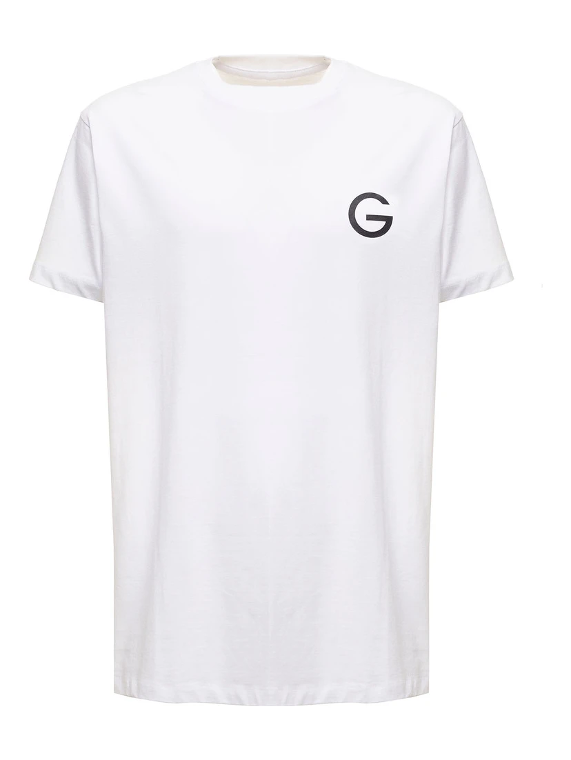 Gaudenzi Man White Cotton T-shirt with  Logo Print