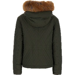 Green Quilted Jacket with EKD Logo Detail in Cotton Blend Woman