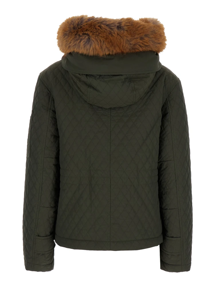 Green Quilted Jacket with EKD Logo Detail in Cotton Blend Woman alternative