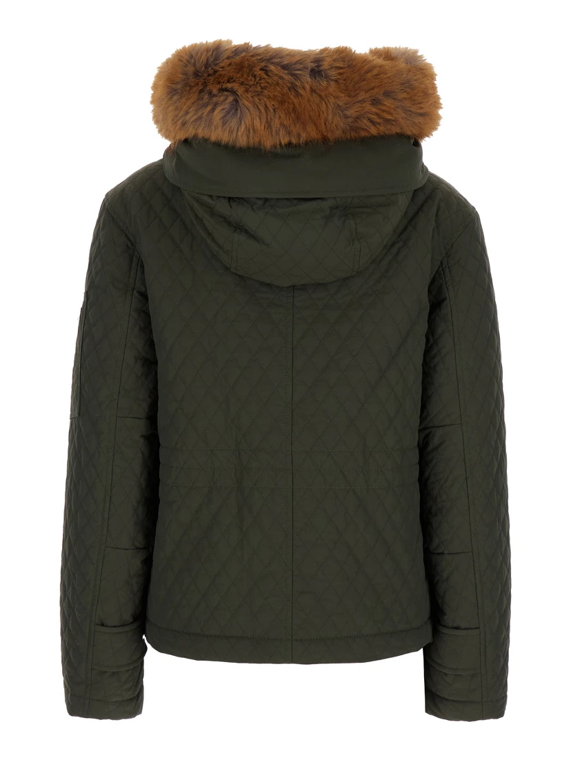 Green Quilted Jacket with EKD Logo Detail in Cotton Blend Woman