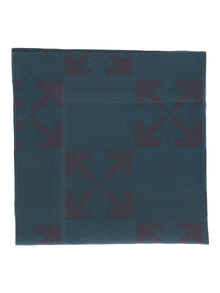 Set of Four Cotton and Viscose Arrow Jacquard Printed Placemats Off White Home alternative