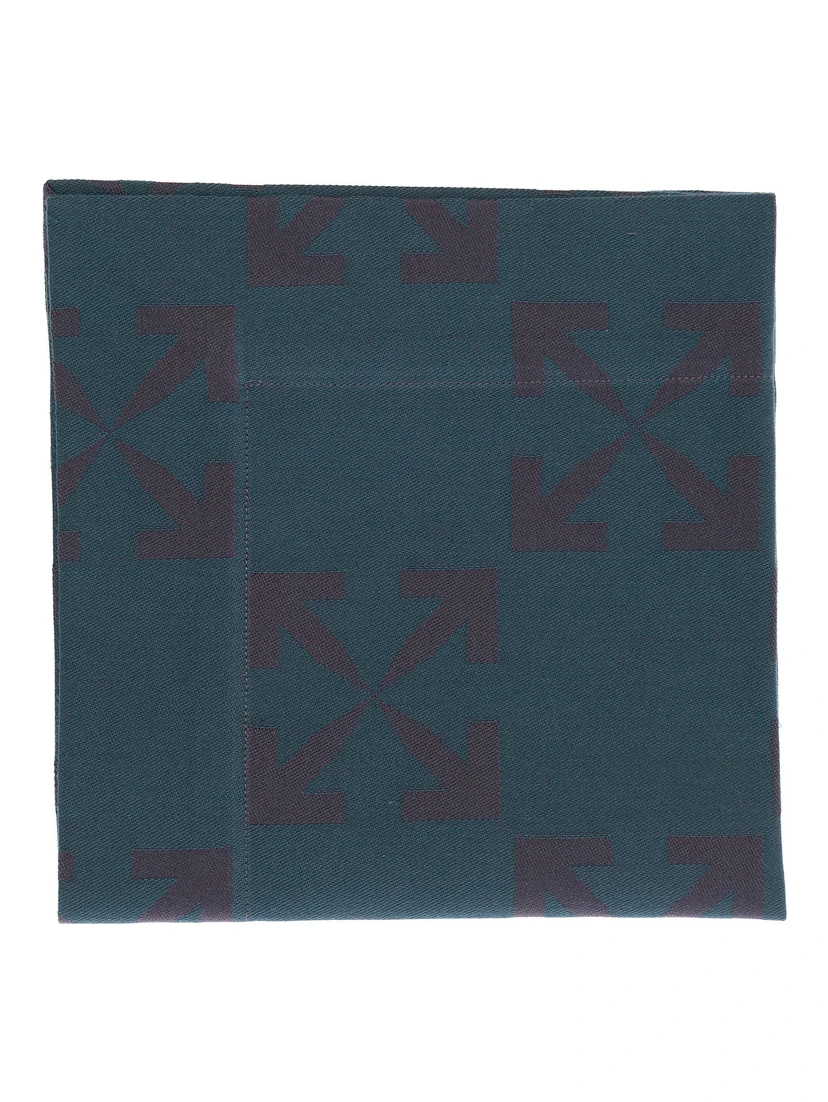 Set of Four Cotton and Viscose Arrow Jacquard Printed Placemats Off White Home