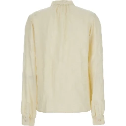 Beige Pussy Bow Blouse in Blend Silk Woman