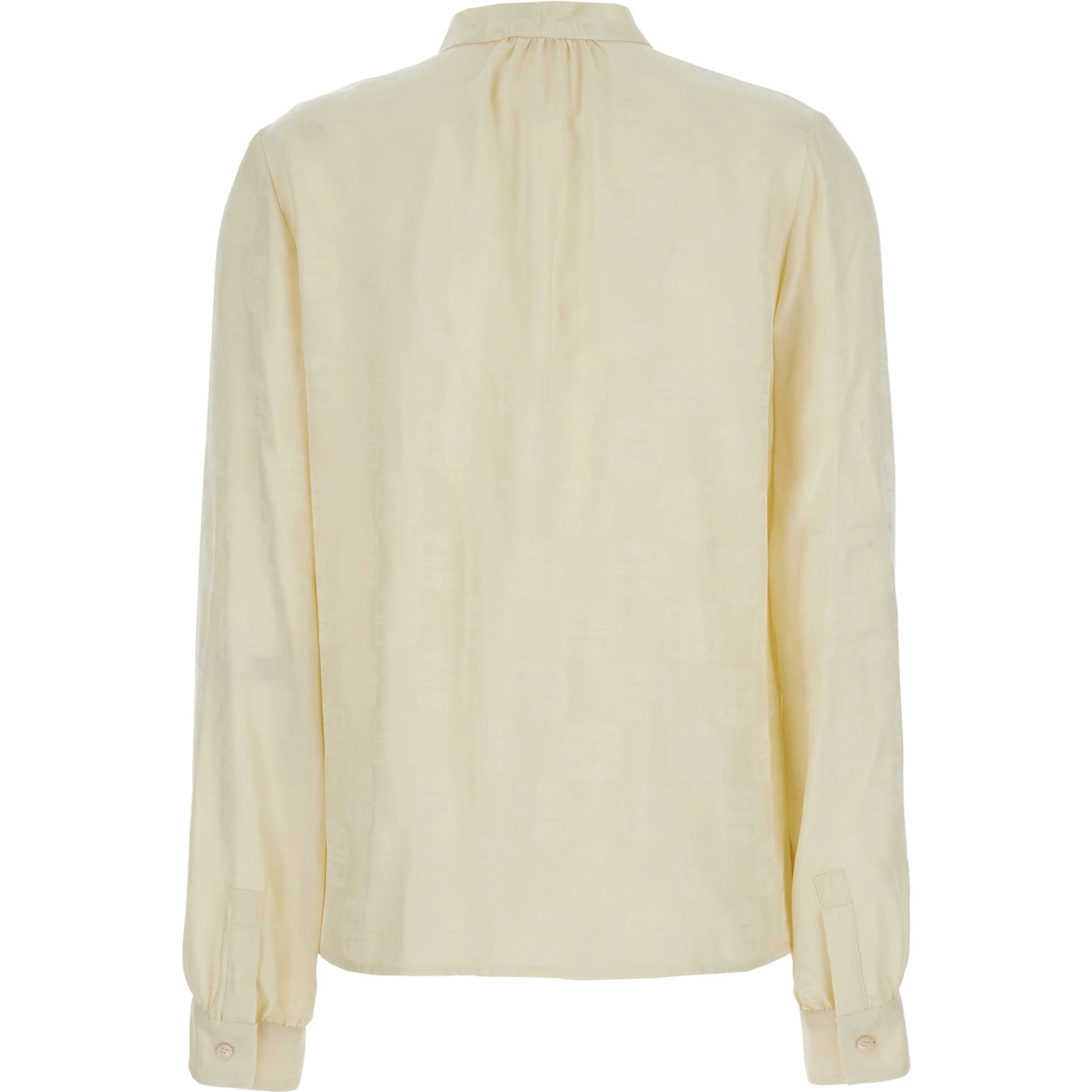 Beige Pussy Bow Blouse in Blend Silk Woman