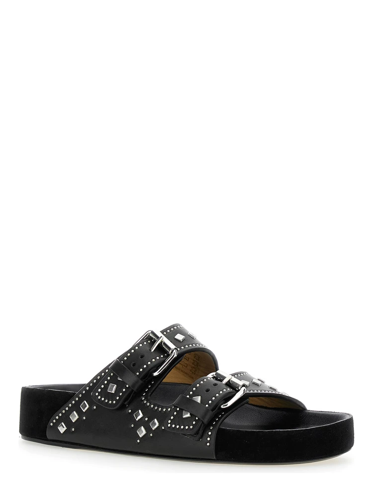 Lennyo Black Sandals with Stud Embellishments and Moulded Footbed in Leather Woman alternative