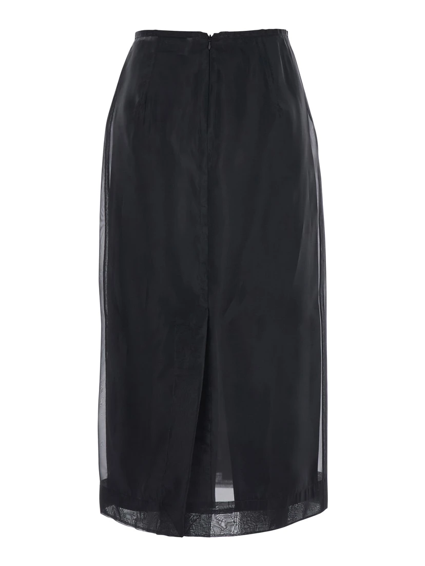 Anzio Black Skirt with Front Print in Polyester Woman