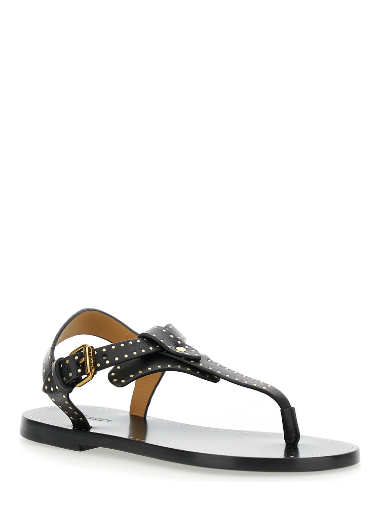 Jooni Black Sandals with Buckle Closure and Metal Studs in Leather Woman alternative