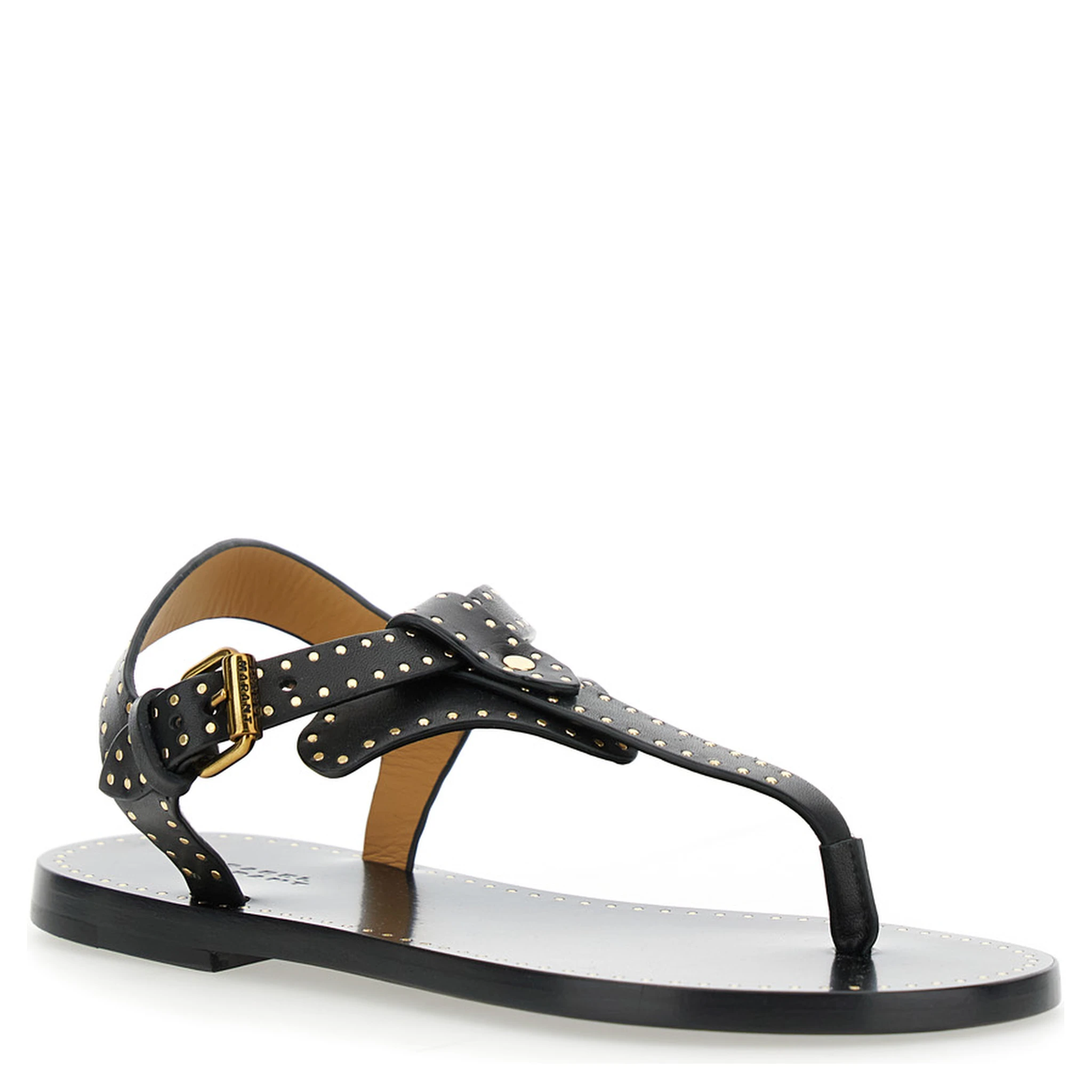 Jooni Black Sandals with Buckle Closure and Metal Studs in Leather Woman