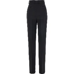 Black Pants with High Waist and Belt Loops in Wool Woman
