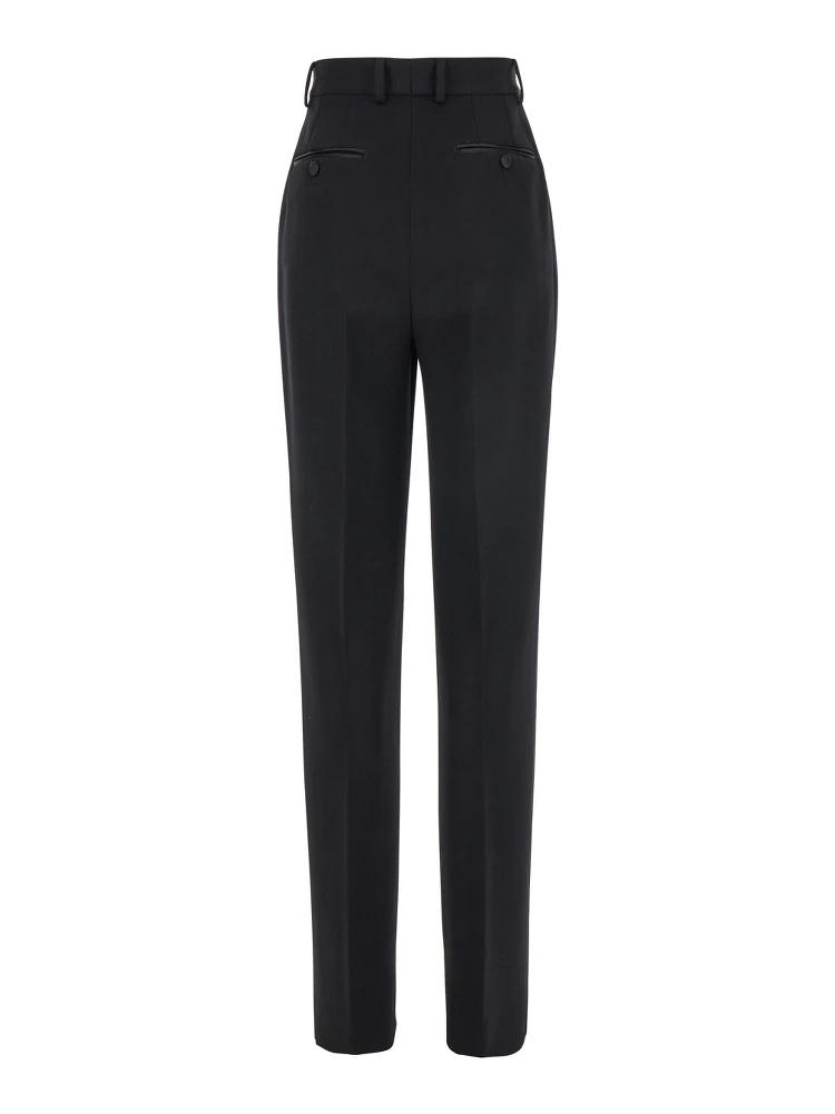Black Pants with High Waist and Belt Loops in Wool Woman alternative