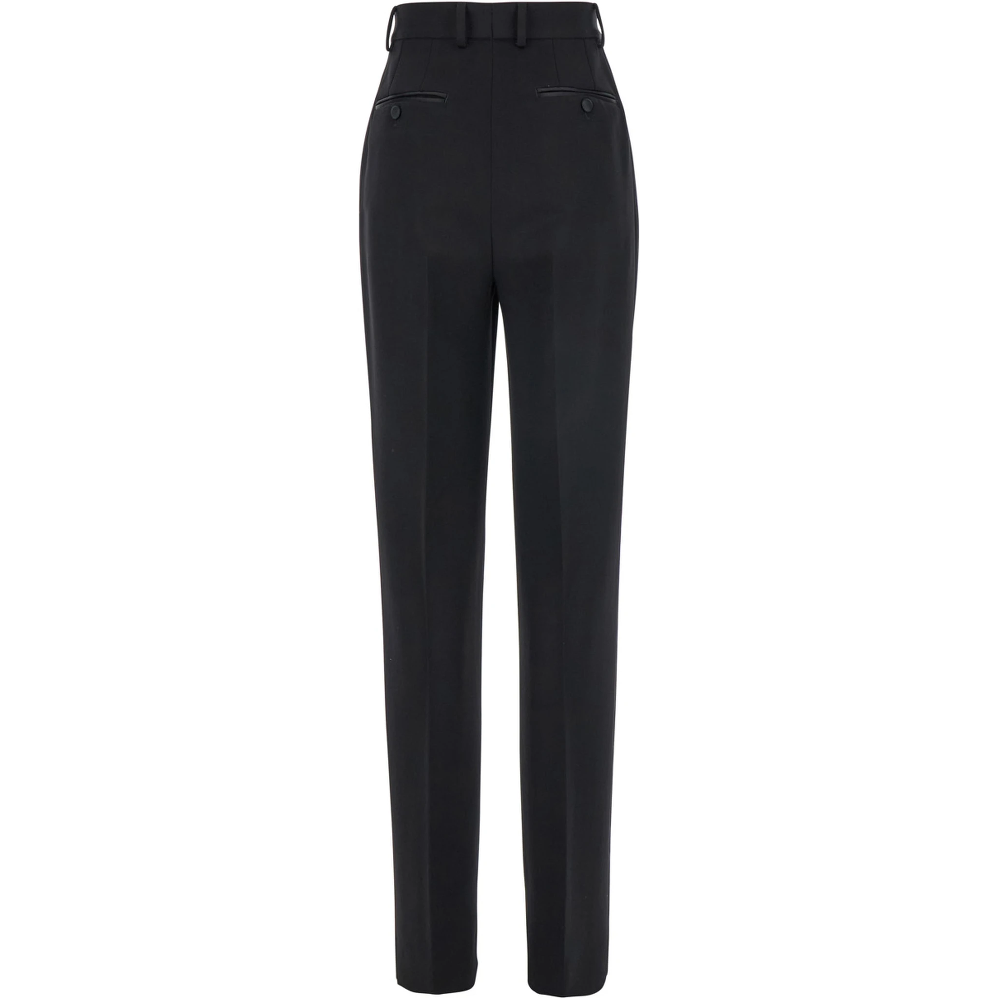Black Pants with High Waist and Belt Loops in Wool Woman