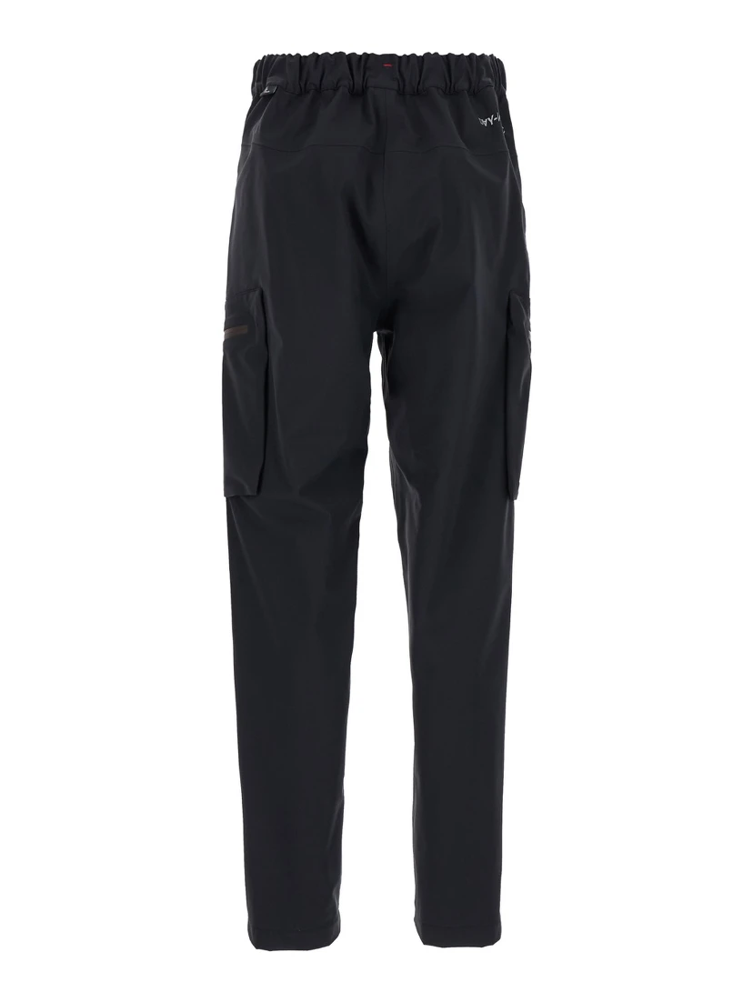 Black Cargo Pants with Adjustable Waist in Stretch Fabric Woman