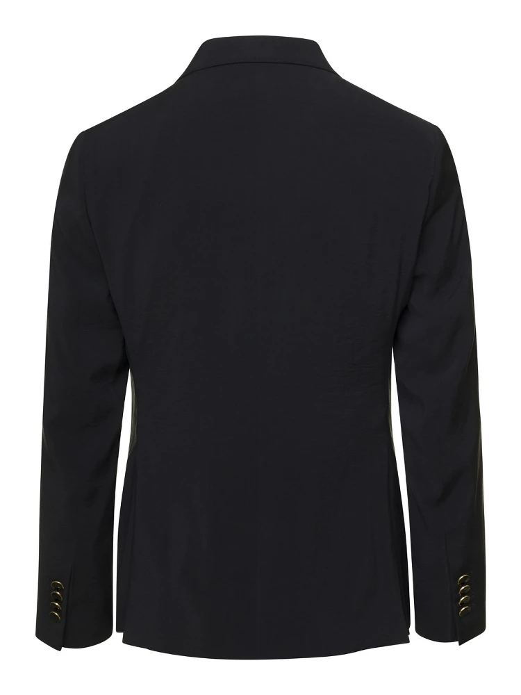 Black Single-Breasted Blazer in Viscose Blend Man alternative