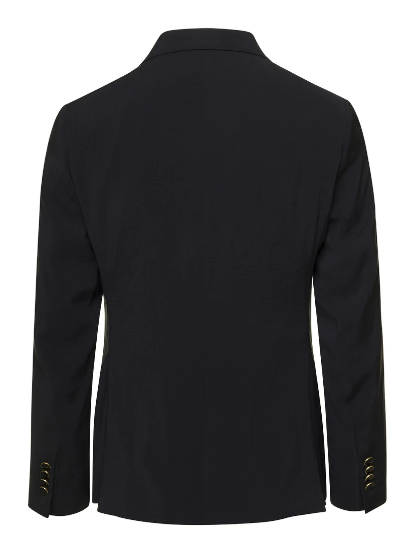 Black Single-Breasted Blazer in Viscose Blend Man
