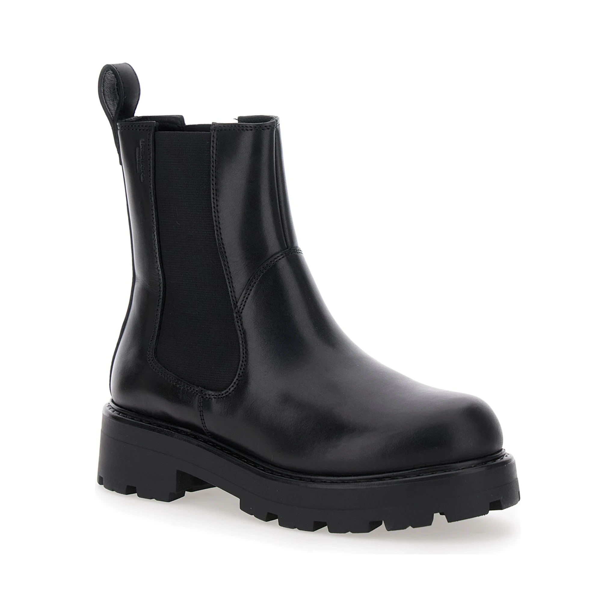 Black ‘Cosmo’ Ankle Boots with Elasticated Inserts in Leather Woman