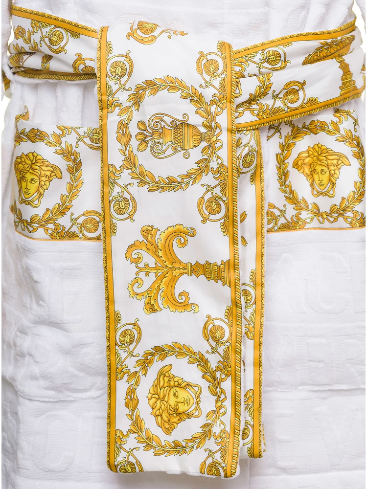 Accappatoio CORTO con Motivo Barocco in Spugna di Cotone Nero Versace Home alternative