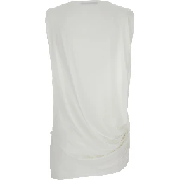 Le Haut Peplo White Top with Square Neck and Cut-Out on the Side in Viscose Blend Woman