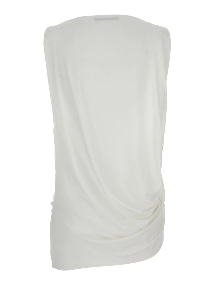 Le Haut Peplo White Top with Square Neck and Cut-Out on the Side in Viscose Blend Woman alternative