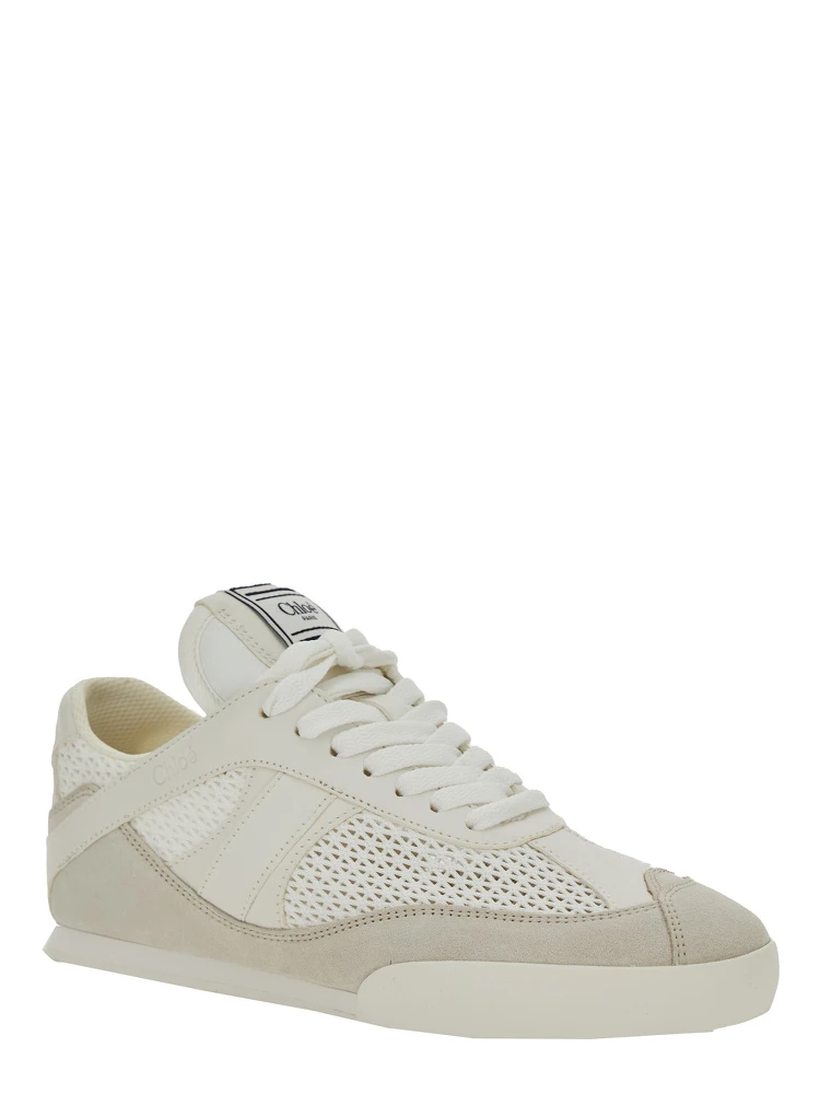 Kick White Sneakers with Logo Patch on the Tongue and Logo Lettering on the Rear in Fabric and Suede Woman alternative