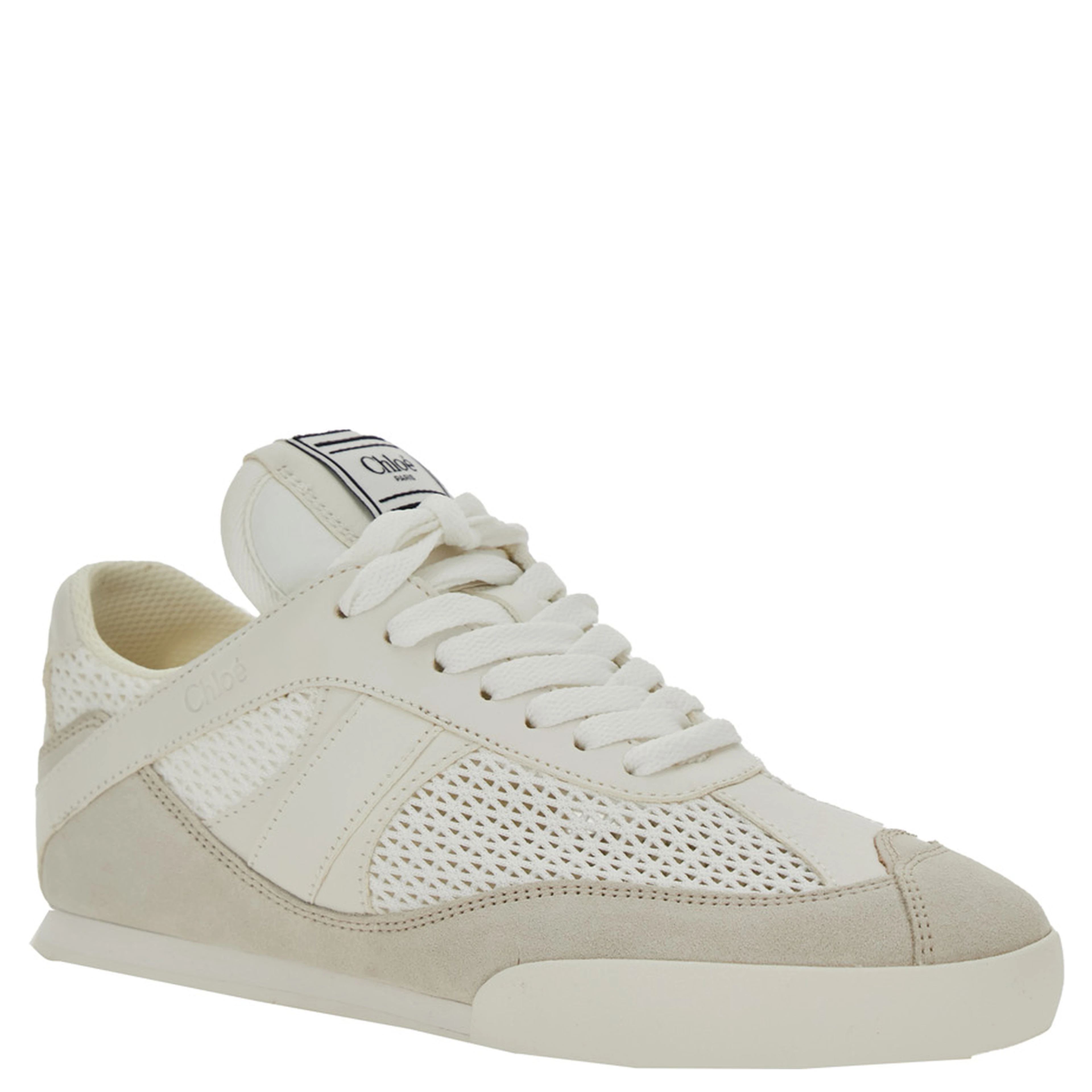 Kick White Sneakers with Logo Patch on the Tongue and Logo Lettering on the Rear in Fabric and Suede Woman