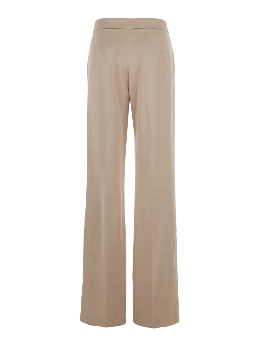 Beige Pants with Pences on the Front in Tech Fabric Woman