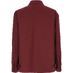 Bordeaux Jacket with All-Over GG Motif in Cotton Blend Man