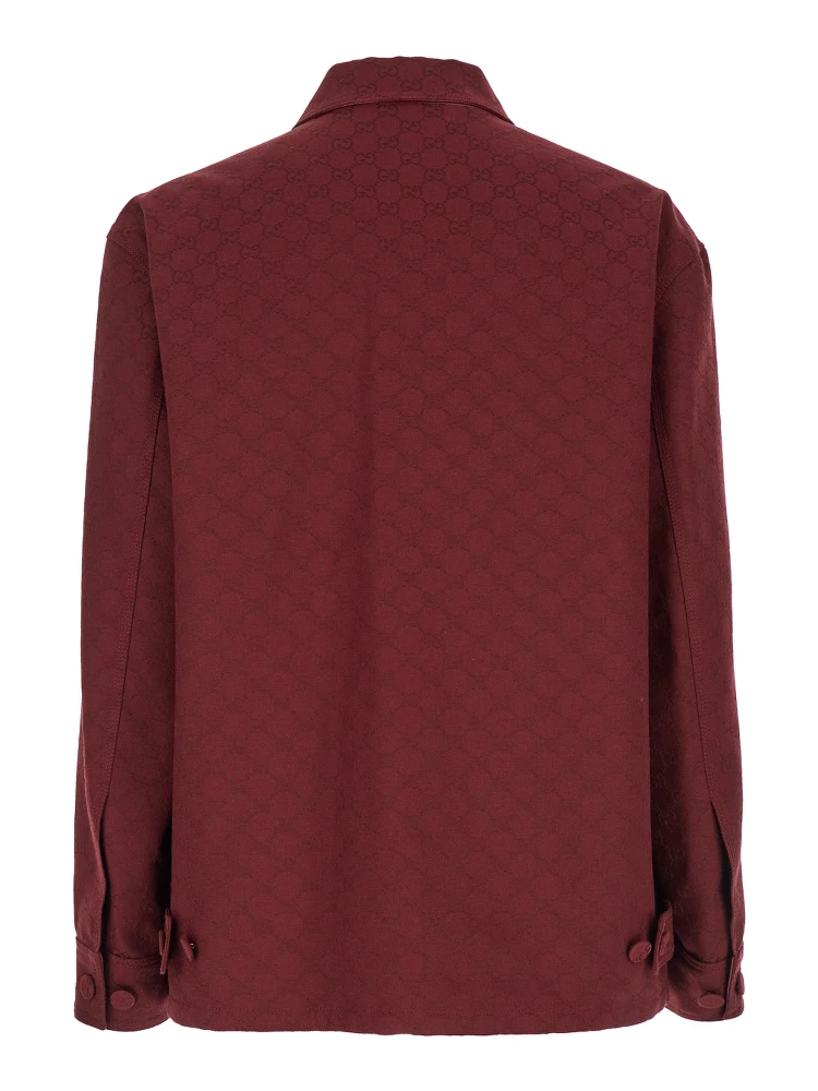 Bordeaux Jacket with All-Over GG Motif in Cotton Blend Man alternative