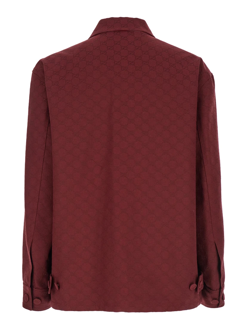 Bordeaux Jacket with All-Over GG Motif in Cotton Blend Man