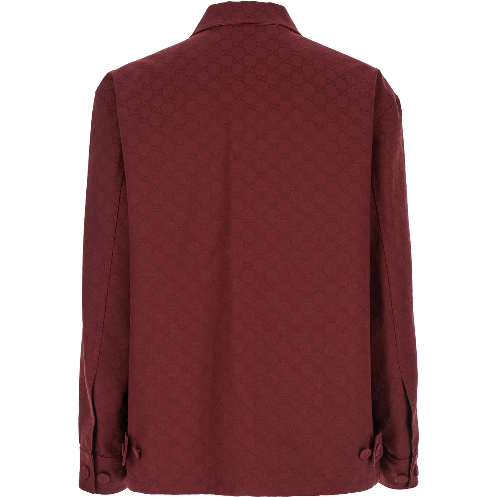 Bordeaux Jacket with All-Over GG Motif in Cotton Blend Man