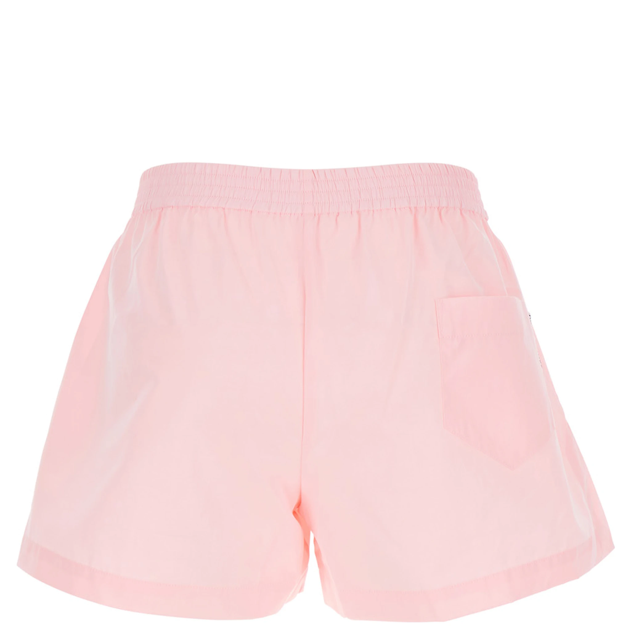 Pink Shorts with Elastic Waist with Logo Patch in Cotton Woman