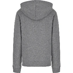 Grey Hoodie with Tonal Logo Embroidery in Jersey Woman