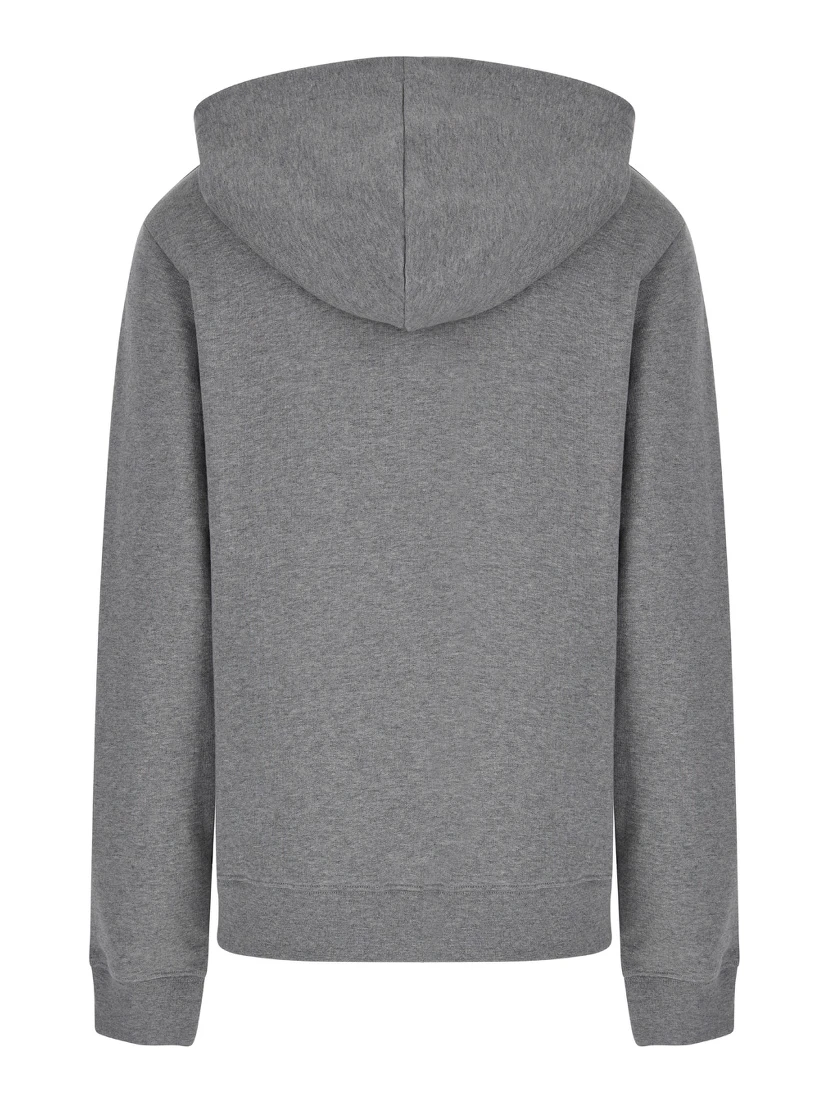 Grey Hoodie with Tonal Logo Embroidery in Jersey Woman