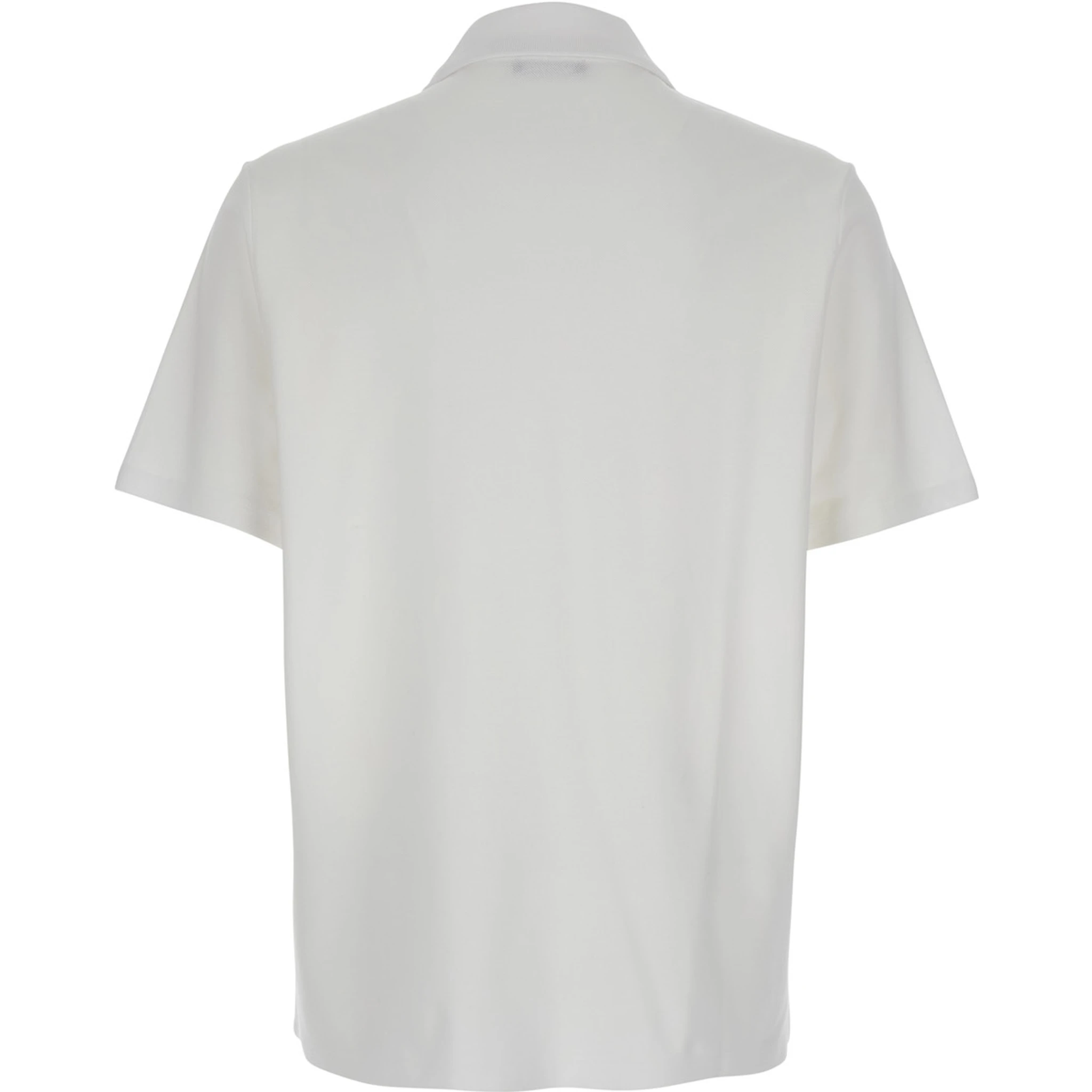 White Polo Shirt with Collar and Coin Print on the Front in Cotton Man