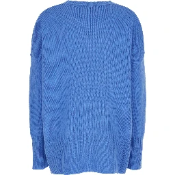 Light Blue Oversized Crewneck Sweater in Cashmere Woman