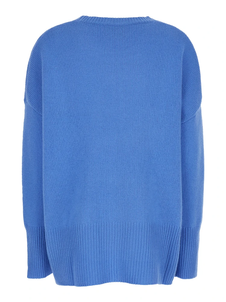 Light Blue Oversized Crewneck Sweater in Cashmere Woman alternative
